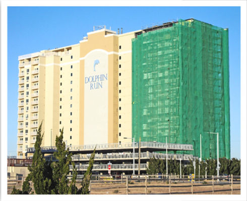 120gsm व्हाइट ग्रीन स्कैफोल्ड नेटिंग मेश मचान 2m X 50m 3m X 50m 1m X 50m